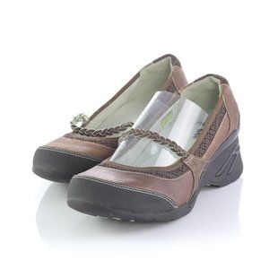 Ahnu Brown Leather Mary Janes Wedge Heels